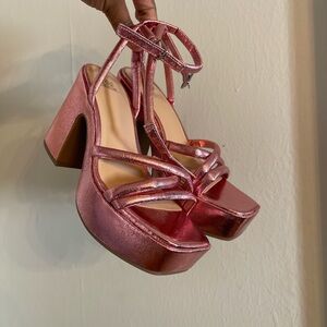 Wild Fable Pink Platform Heels with Ankle Straps
